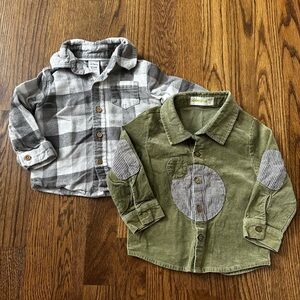 Toddler button down shirt bundle, size 12M (Carter’s and Aimama)